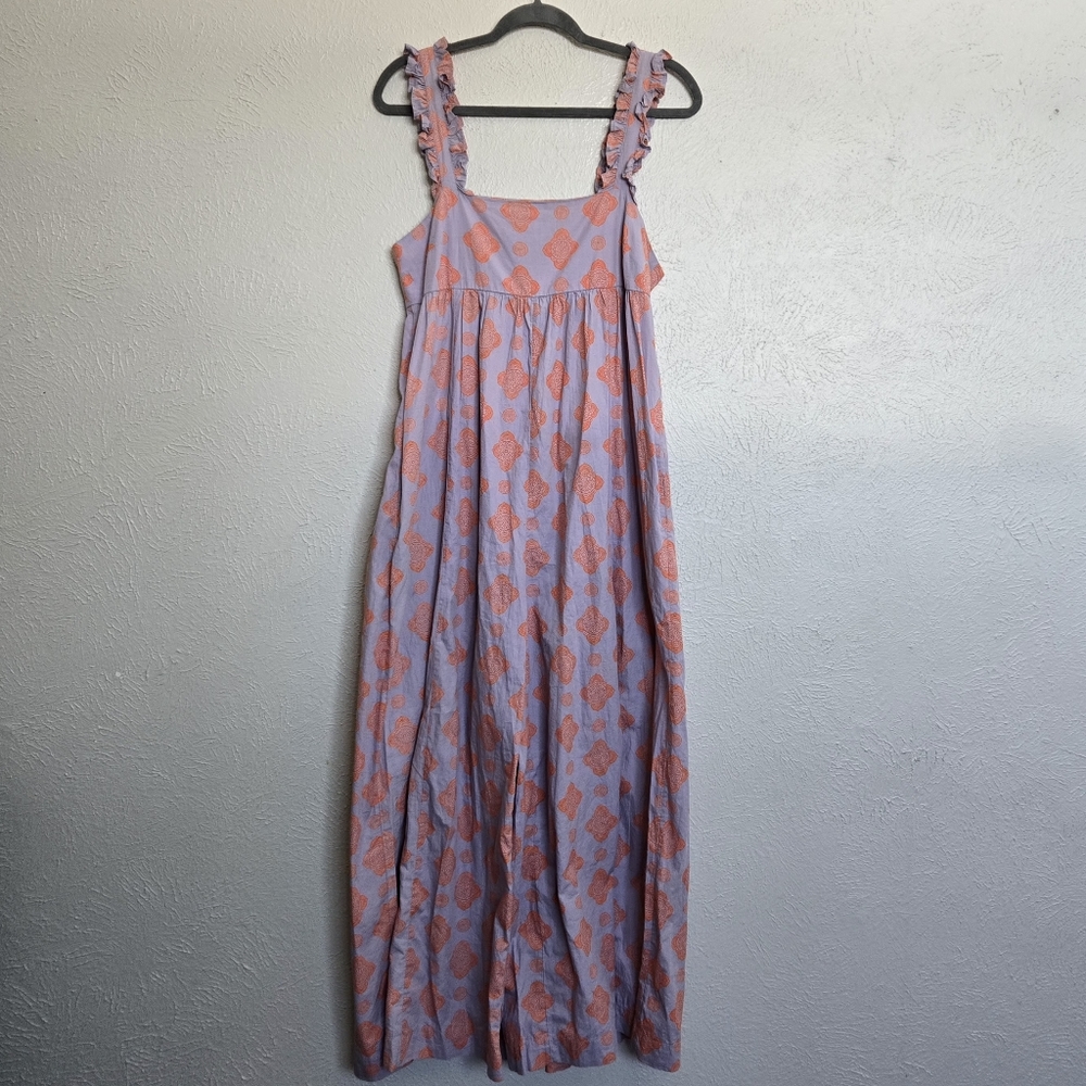 Free People // Lavendar Orange Patterned Wide Leg Jumpsuit Coverall nwot